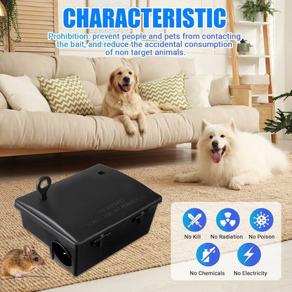 Qualirey 2 Pack Rat Bait Stations Large Rodent with Key Reusable Mouse Stations Mice Blocks Heavy