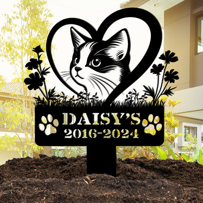 Custom Pet Grave Makers Cat Outdoor, Personalized Cat Memorial Headstones and Grave Makers for Pet