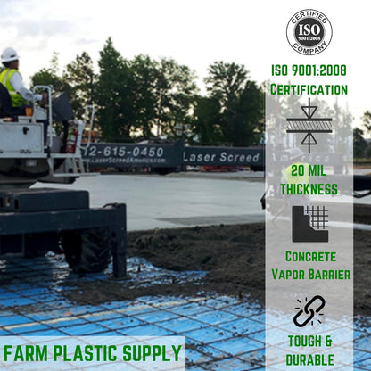 Farm Plastic Supply - Concrete Vapor Barrier - 20 mil - Heavy Duty Plastic Tarp, Polyolefin Vapor