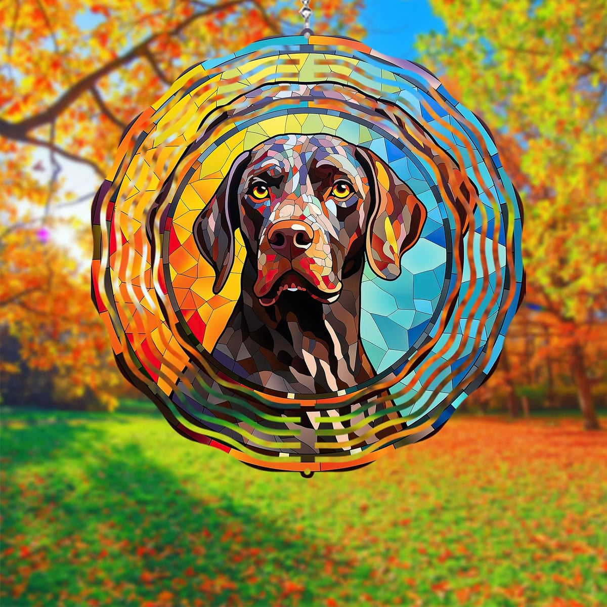 German Shorthaired Pointer Dog Wind Spinners Outdoor Dog Memorial Gifts, 3D Metal Kinetic Hanging