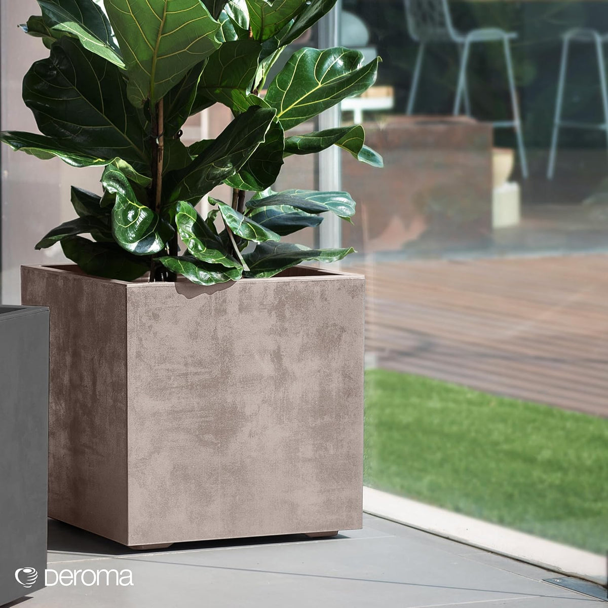 Deroma Millennium 10” Cube Planter | Light & Durable Plastic | Indoor or Outdoor Square Pot for