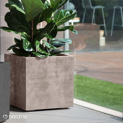 Deroma Millennium 10” Cube Planter | Light & Durable Plastic | Indoor or Outdoor Square Pot for
