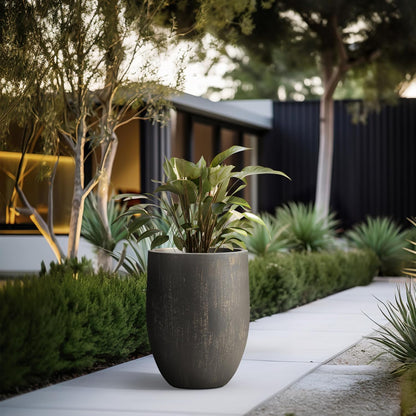 Kante Tall Concrete Planter, 21.7-Inch Height Antique Bronze Large Indoor Outdoor Plant Pot with