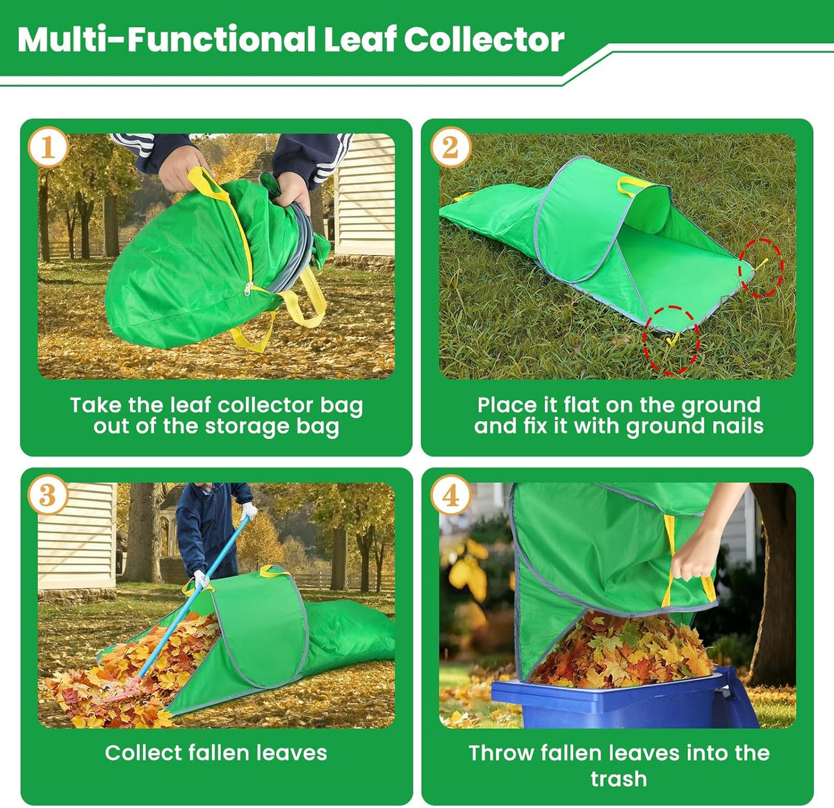 Leaf Collector, Foldable Portable Leaf Bags, Reusable Yard Garden Bags for Leaves, Grass, Lawn Trash