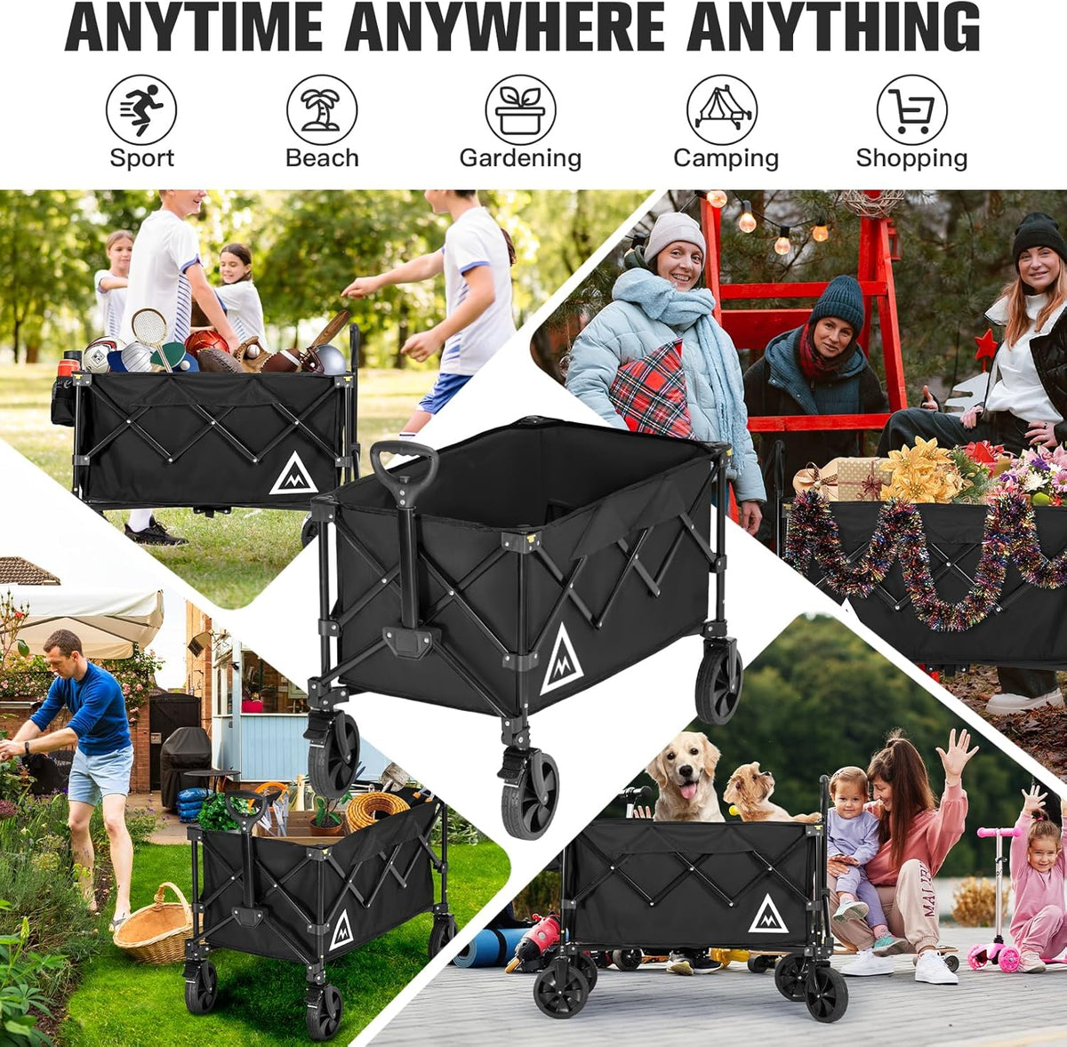 Wagon Cart Shopping Foldable Folding Collapsible with Wheels Big On Beach Garden Outdoor Grocery
