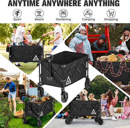 Wagon Cart Shopping Foldable Folding Collapsible with Wheels Big On Beach Garden Outdoor Grocery