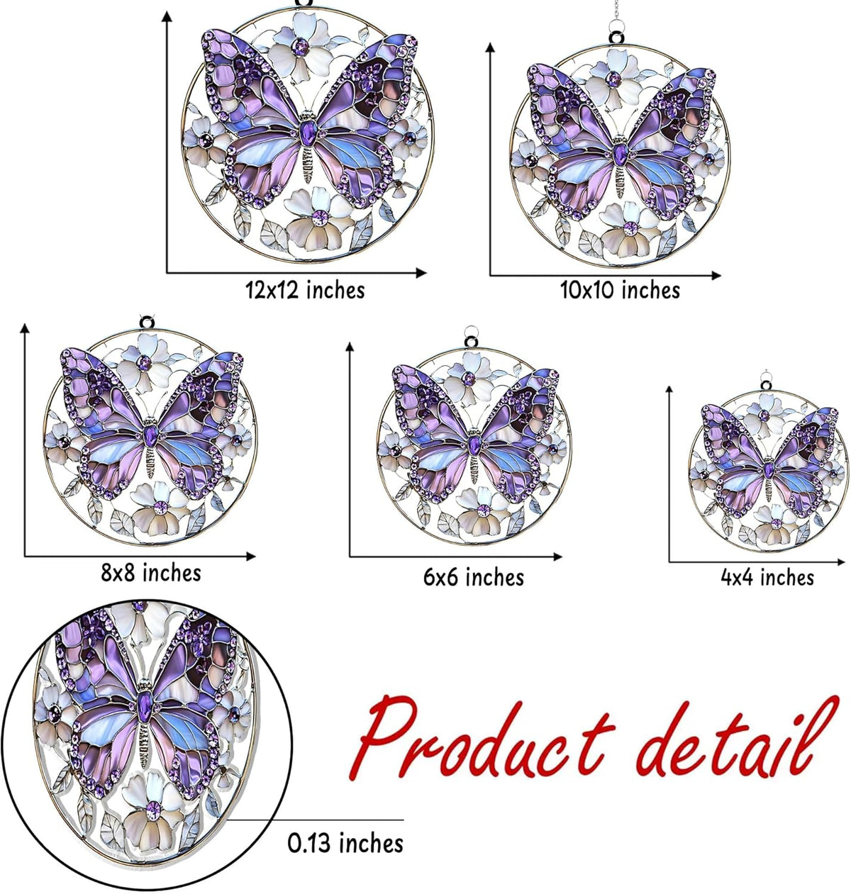 Violet Butterfly Acrylic Suncatcher Stained Glass Effect Window Car Hanging Christmas Ornament
