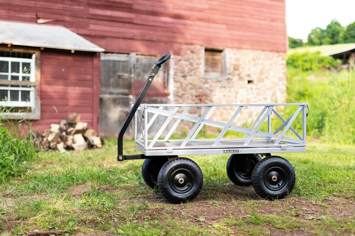 Yard Commander - Heavy Duty 1200lb Steel All Terrain Utility Cart, Garden Wagon, 9 cu ft Bed, Easy