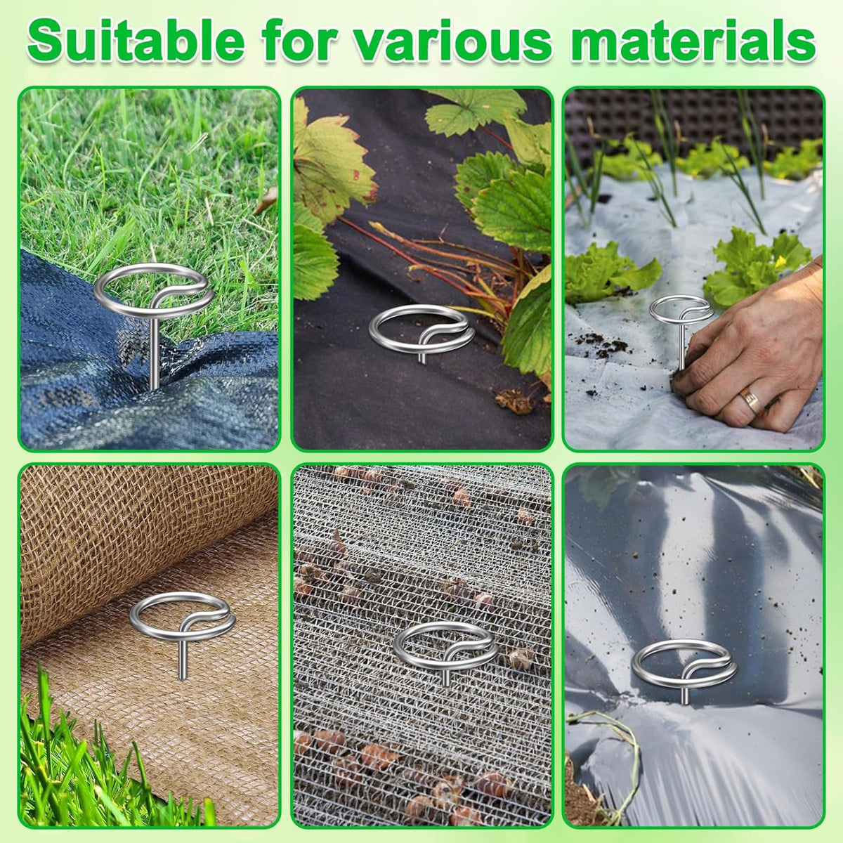 40 Pcs 6-Inch Heavy-Duty Galvanized Landscape Staples – Thickened 8 Gauge Circle Top Pins