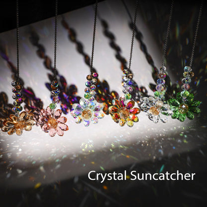 HDCRYSTALGIFTS 6PCS Crystal Sunflower Suncatchers Hanging Ornaments, Crystal Window Sun Catchers