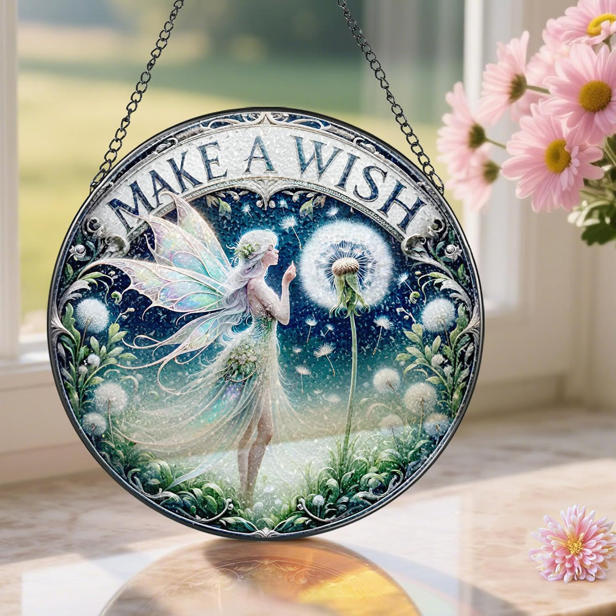 Stained Glass Window Hanging, Pauyadu Fairy Sun Catchers, Stained Glass Suncatcher, Fairy Decor