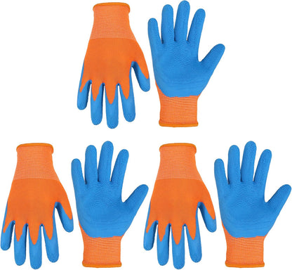 HANDLANDY 3 Pairs Kids Gardening Gloves Latex Free, Nitrile Coated Children Toddler Garden Yard