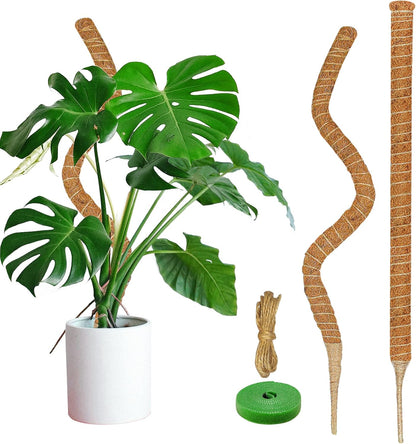2 Pack Moss Pole, 47-Inch Moss Poles for Plants Monstera,Bendable Plant Support Stakes for Climbing