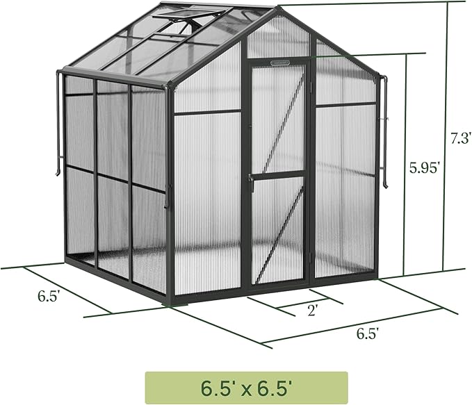 Vego Garden Junior Victorian Greenhouse 6.5 ft – Durable Aluminum Frame with Polycarbonate Panels