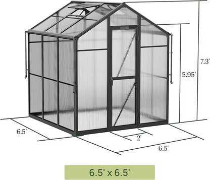 Vego Garden Junior Victorian Greenhouse 6.5 ft – Durable Aluminum Frame with Polycarbonate Panels