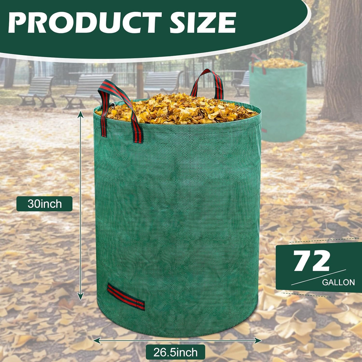 72 Gallons Lawn and Leaf Bags,Reusable Yard Waste Bags with Gardening Gloves,Heavy Duty Garden Bags