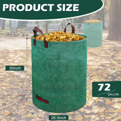 72 Gallons Lawn and Leaf Bags,Reusable Yard Waste Bags with Gardening Gloves,Heavy Duty Garden Bags