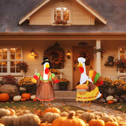 Abbylike 2 Set Thanksgiving Porch Goose Outfits Turkey Goose Clothes Costume Fit Large 23'' Cement