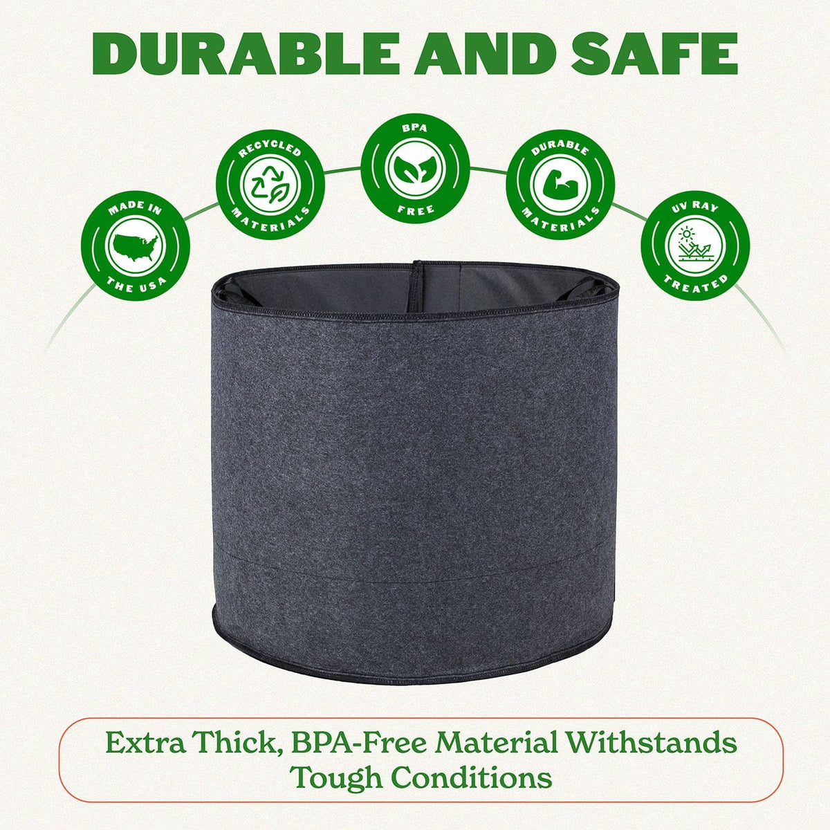 Epic Gardening 5 Pack 15 Gallon Grow Bags with Handles (Lined) - Heavy Duty Fabric Pots for