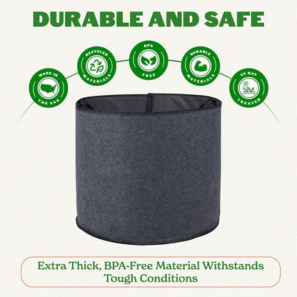 Epic Gardening 5 Pack 15 Gallon Grow Bags with Handles (Lined) - Heavy Duty Fabric Pots for