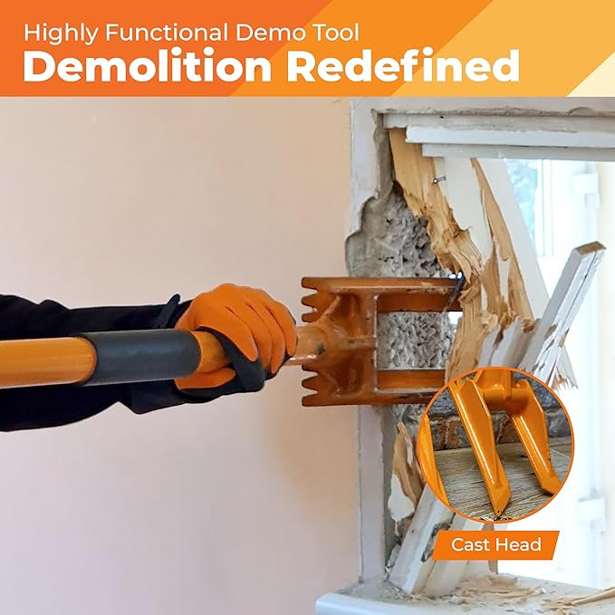 48” Round Handle Demolition Bar – Versatile Wrecking & Multi Tool- For Home Renovations and DIYs