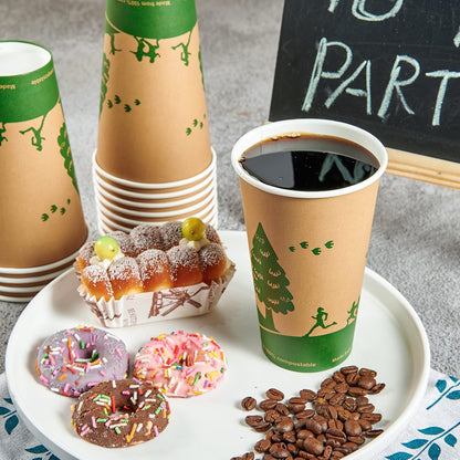 ECOLipak 210 Count 16 oz Paper Cups, 100% Compostable Paper Coffee Cups with PLA Lined, Disposable