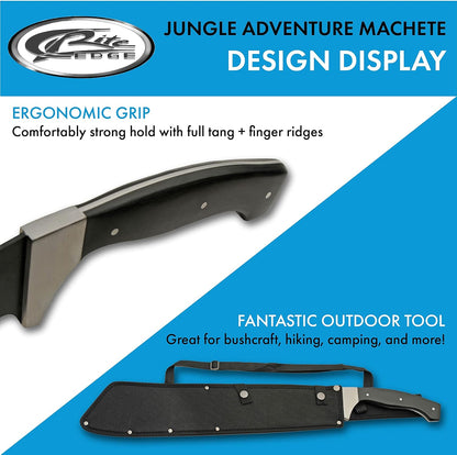 SZCO Supplies 25” Black Wood Handle Heavy Duty Saw Back Jungle Cleaver Machete With Sheath