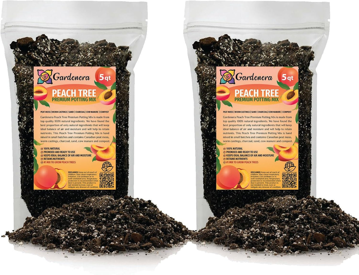 Gardenera Premium Peach Potting Soil Mix - Optimal Nutrient-Rich Blend for Thriving and Juicy