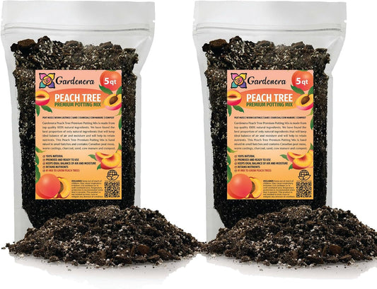 Gardenera Premium Peach Potting Soil Mix - Optimal Nutrient-Rich Blend for Thriving and Juicy