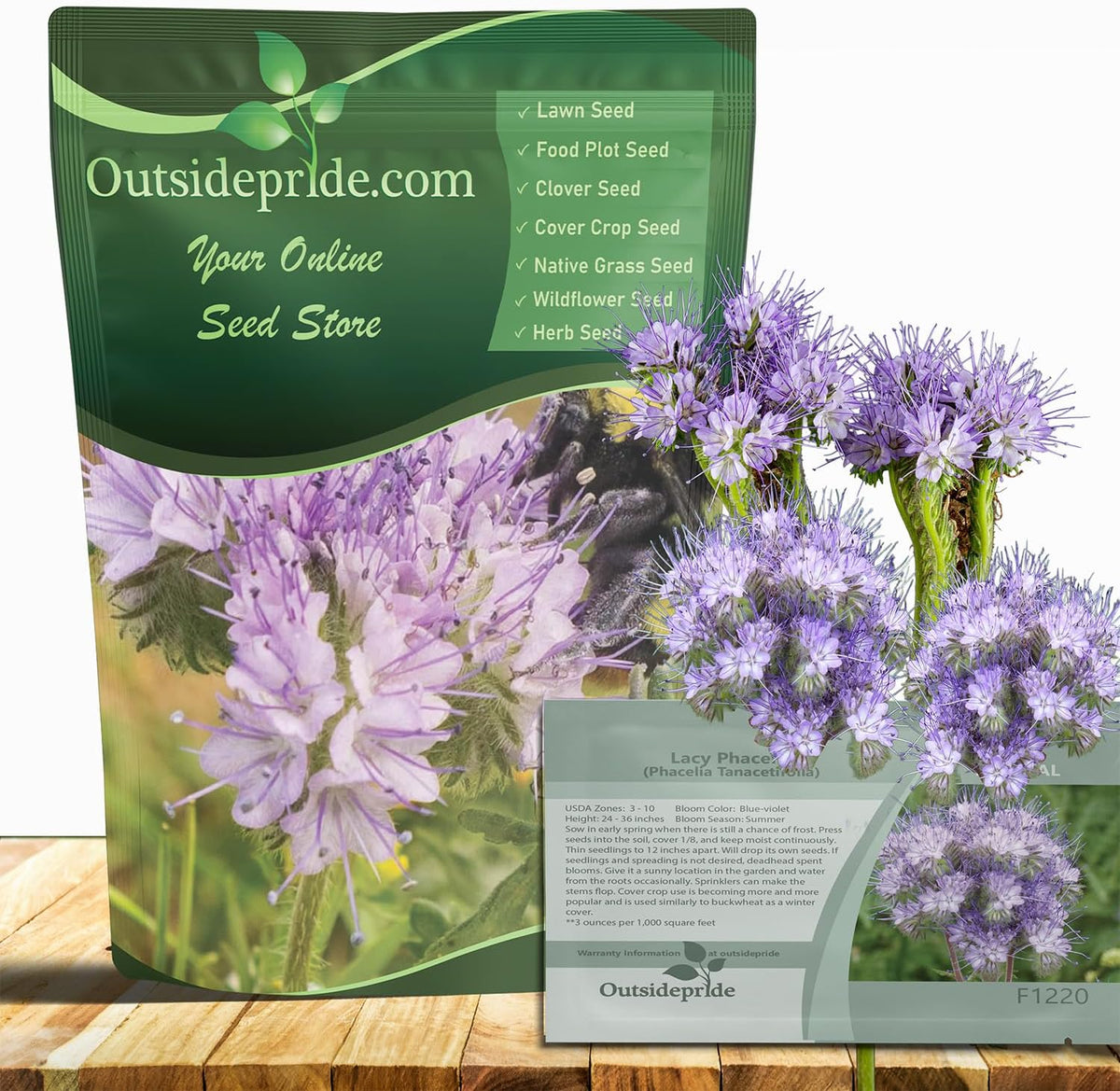 Outsidepride Lacy Phacelia Seeds for Planting - 5000 Pcs Annual, Drought-Tolerant Wildflower Seeds