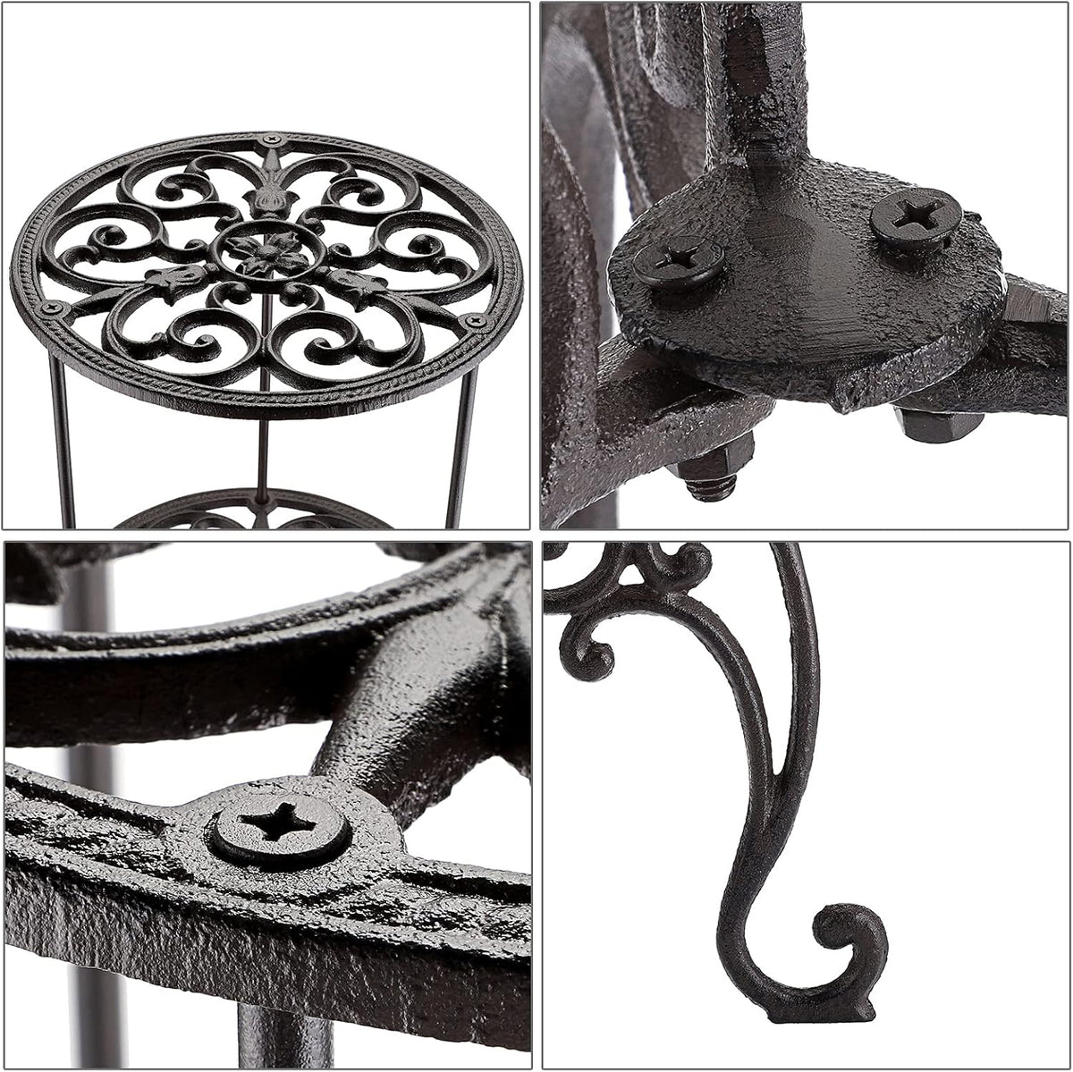 OwnMy Heavy Duty 2 Tiers Cast Iron Plant Stand, Vintage Iron Flower Pot Holder, 2 Layers Tall
