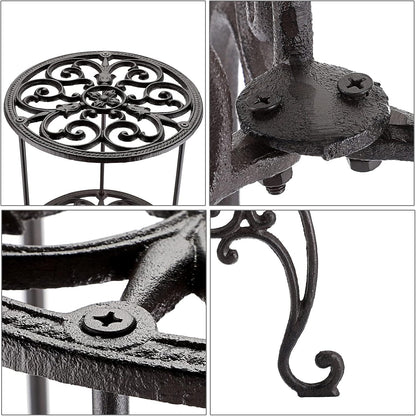 OwnMy Heavy Duty 2 Tiers Cast Iron Plant Stand, Vintage Iron Flower Pot Holder, 2 Layers Tall