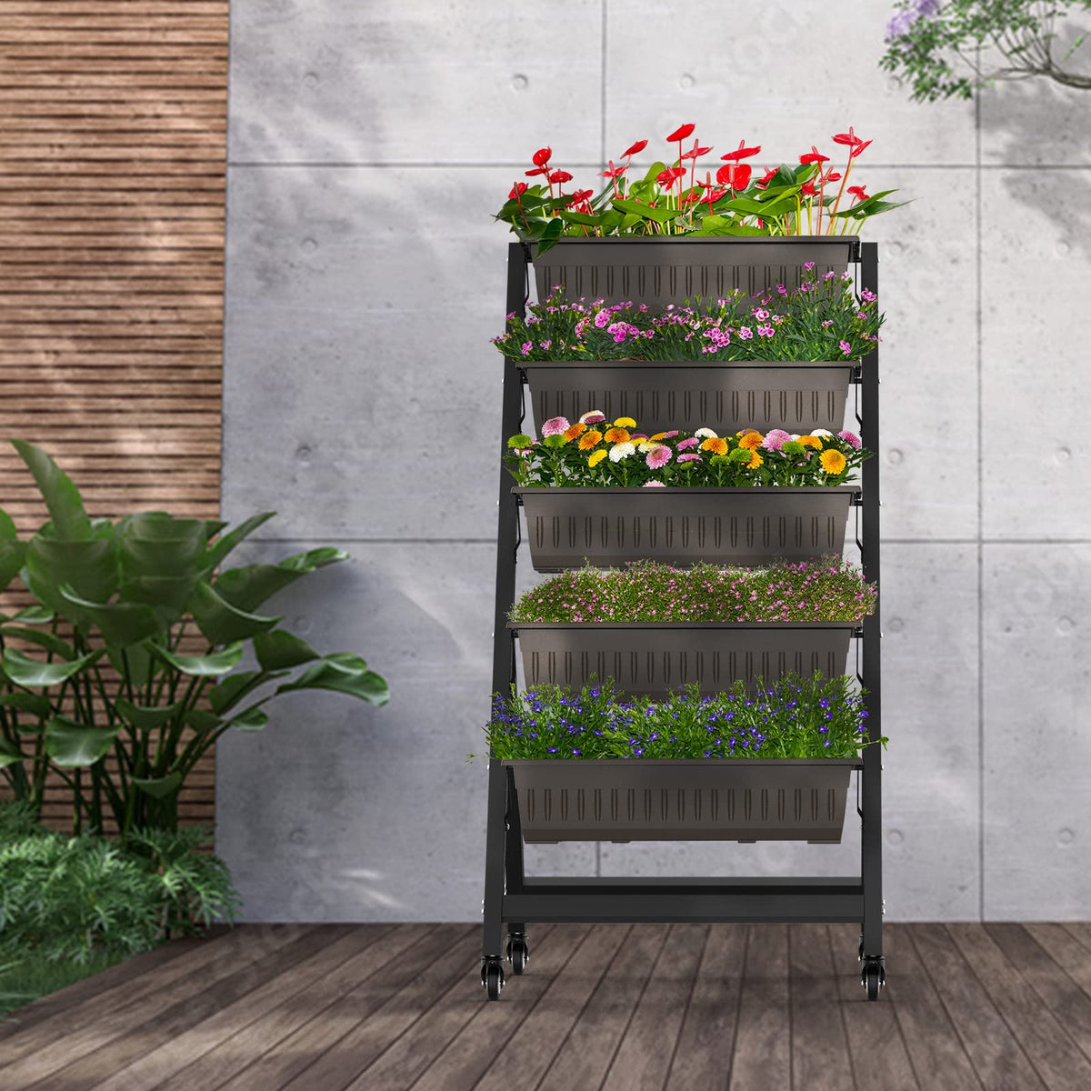 TOREVSIOR 5-Tier Vertical Raised Garden Bed, Elevated Herb Planter Box