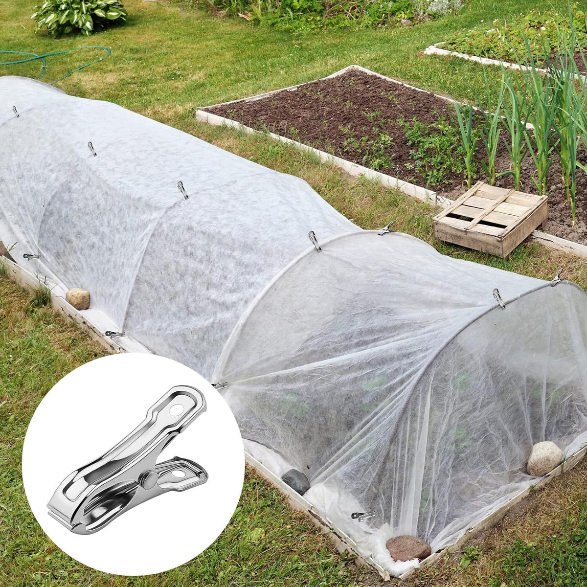 Aodaer 60 Pieces Stainless Steel Garden Clip with Strong Grip Heavy Duty Greenhouse Clips Anti-wind