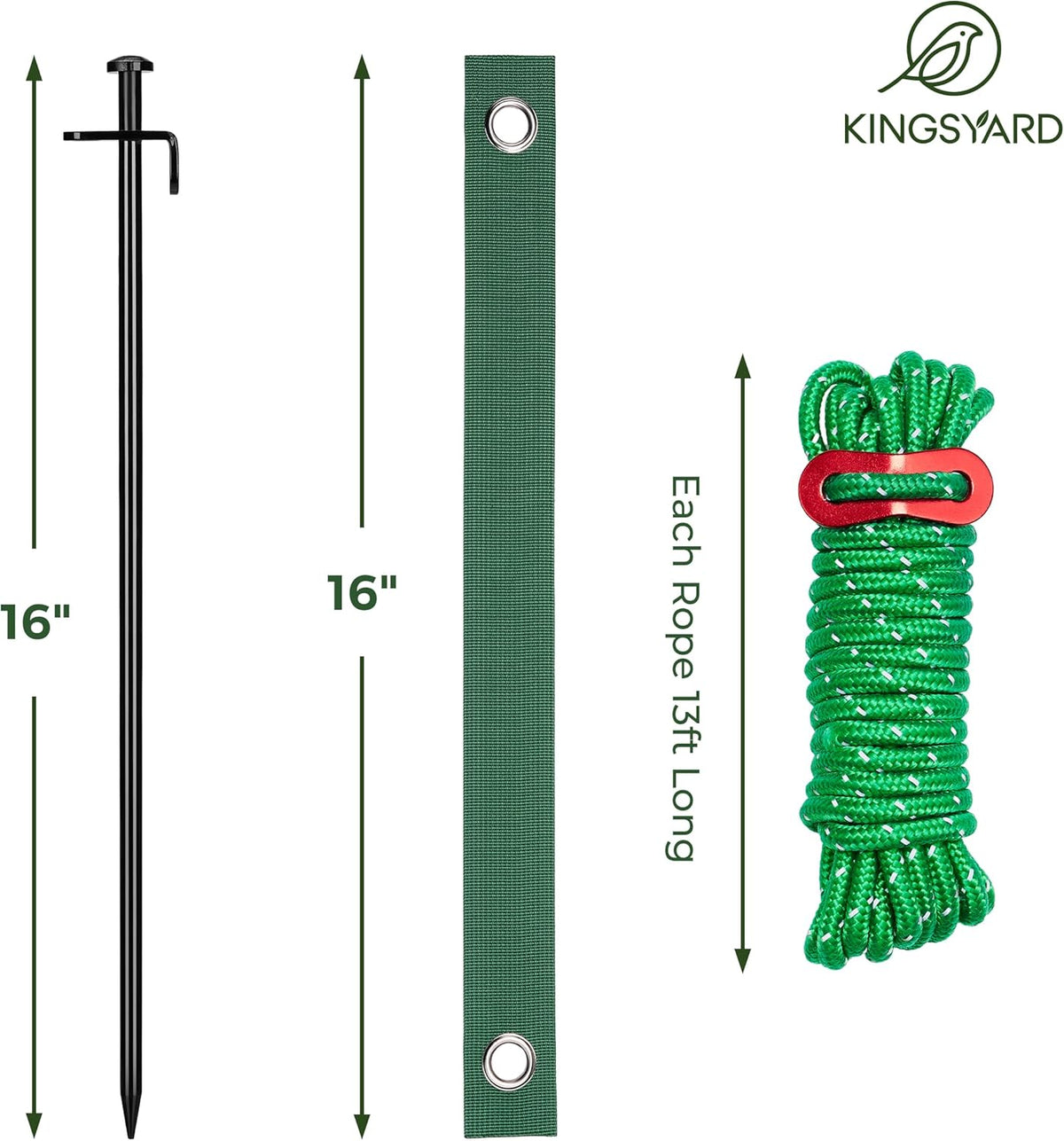 Kingsyard Tree Stakes and Supports, 16 Inch 3 Pcs Steel Heavy Duty Tree Stake Kit for Leaning Young