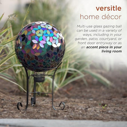 Alpine Corporation 10" Diameter Indoor/Outdoor Glass Mosaic Gazing Globe Yard Decoration, Purple