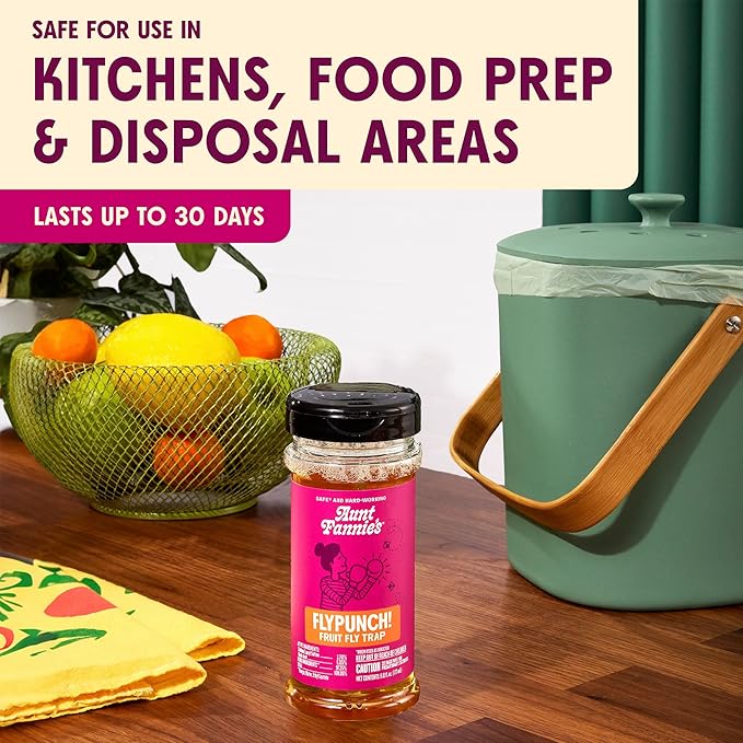 Aunt Fannie's FlyPunch Fruit Fly Trap for Indoor and Kitchen Use, Ready to Use, Made with Plant