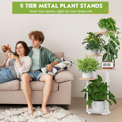 TOSKING 5 Tier Metal Plant Stand Indoor， Plant Shelf, Corner Shelf Flower Pot Stand for Outdoor