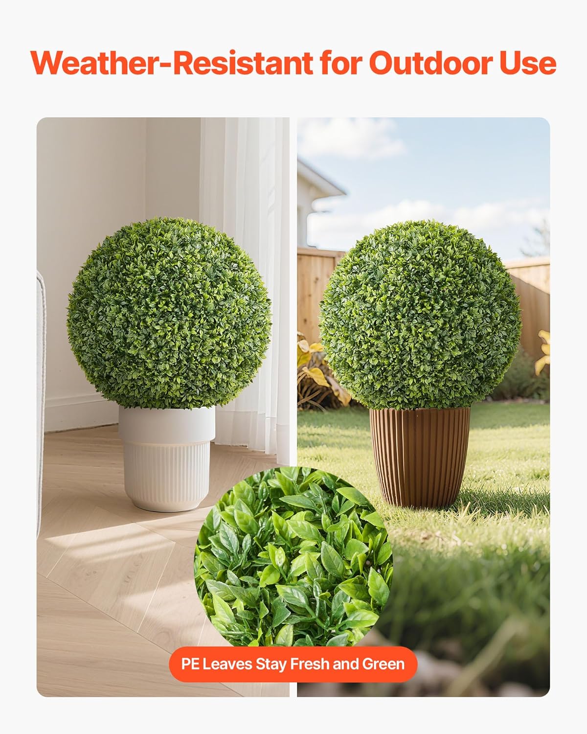 VEVOR Artificial Topiary Ball, 23 inch Faux Boxwood Plant Balls, Fake Silk Tree Look Real, Easy