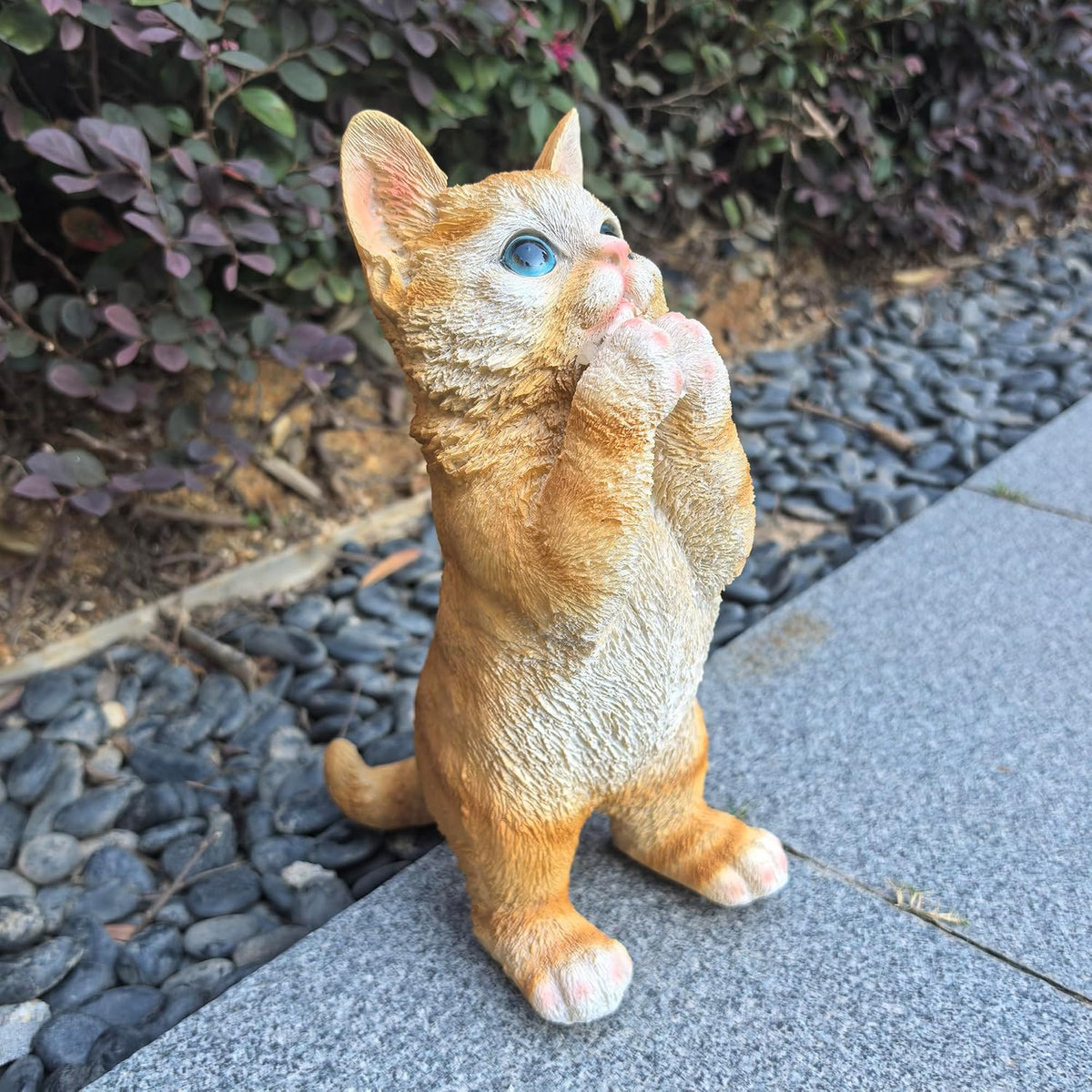 Garden Cat Statue Decorative Outdoor,Fairy Art Yard Décor Figurine for Patio Lawn, Pets Statue