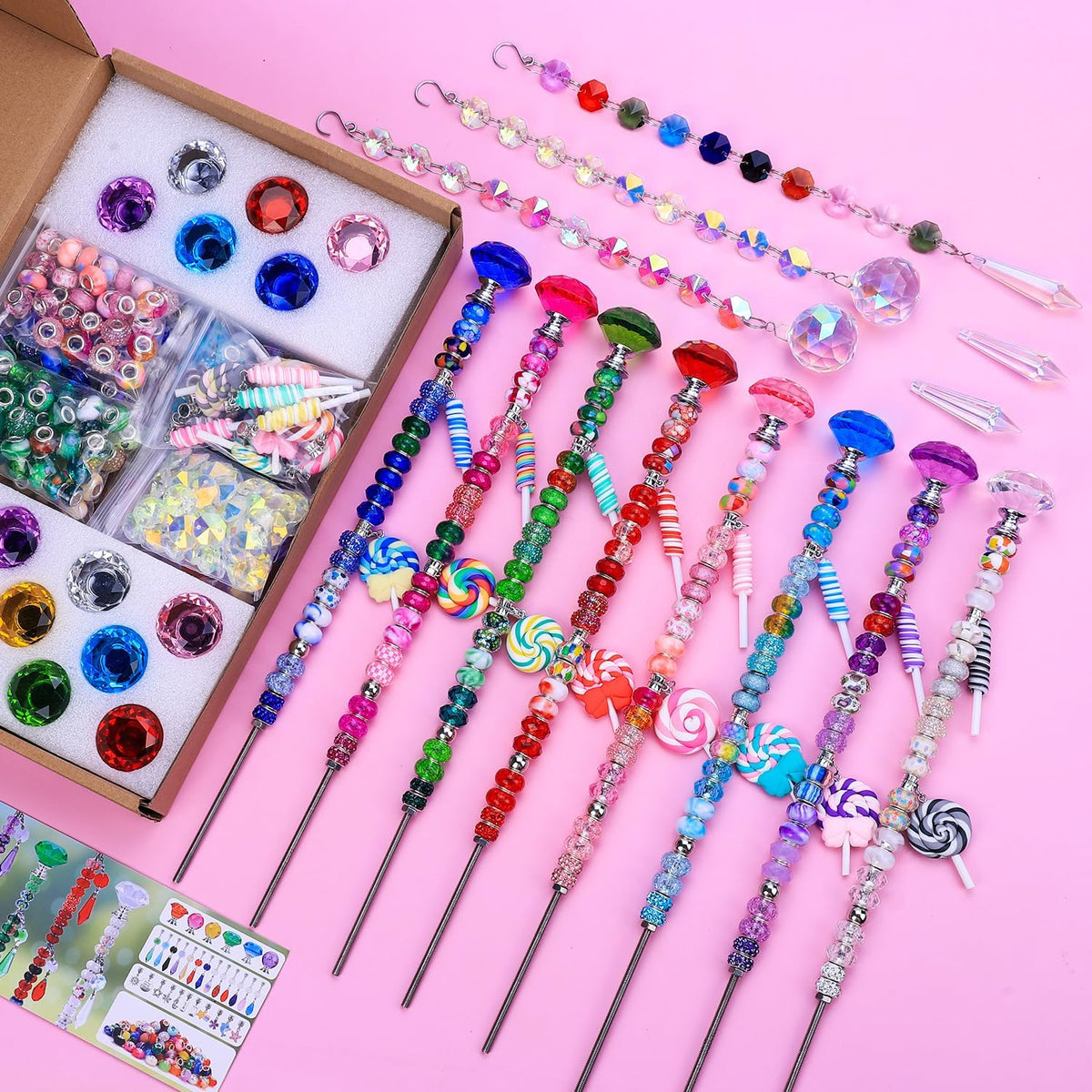 VICTLOV Crystal Suncatcher Making Kit, 400 Pieces with Beads, Snowflakes, Butterflies, Glass Balls