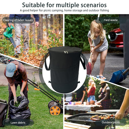 Pop up Camping Trash can with lid,Collapsible 24 Gallons Trash can with Sorting Clips,Garden