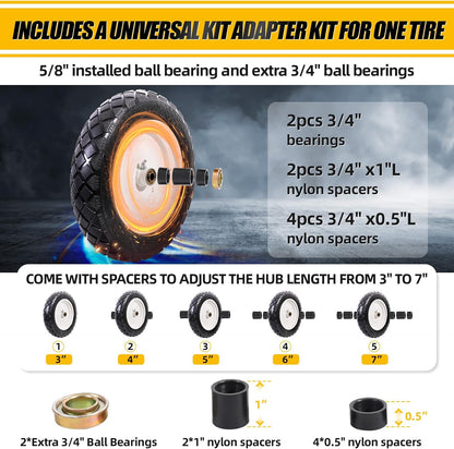 MZREXN 4.80/4.00-8" Flat Free Tire and Wheel 15" Solid Wheelbarrow Tires, 3.00-4.00/4.80-8" with