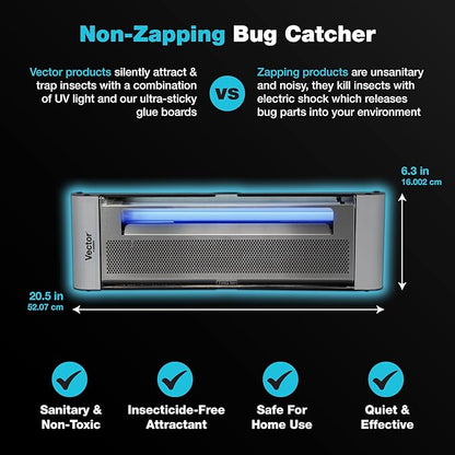 Catchmaster Vector Plasma One Trap, Compact UV Light Fly Traps for Home, Gnat Traps for House