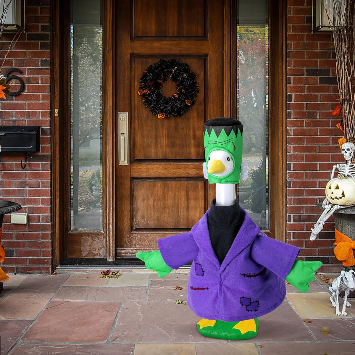Watayo 2 Pcs/Set Halloween Monster Goose Outfits, Porch Goose Statue Monsters Costume, Lawn Goose