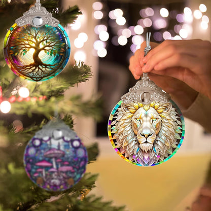 Stained Glass Suncatcher, Jocidea Lion Ornament, Christmas Ornaments, Holidays Ornaments, Christmas