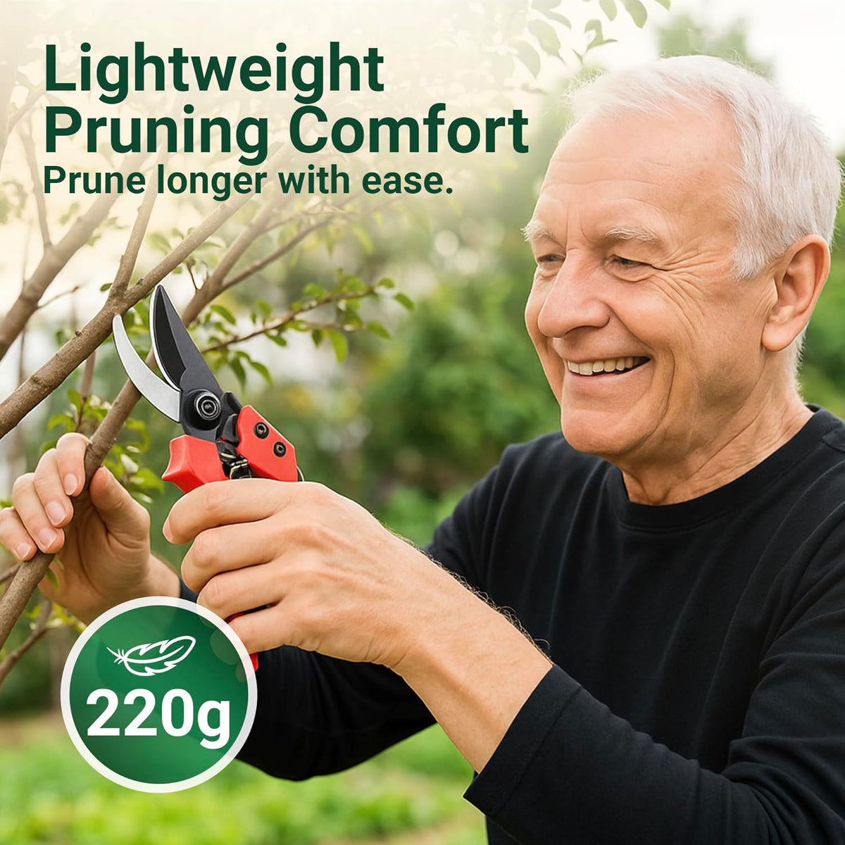 Gardeness Non-stick Coated Blade Bypass Pruning Shears-Garden Clippers For Gardening, Handheld
