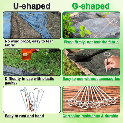 40 Pcs 6-Inch Heavy-Duty Galvanized Landscape Staples – Thickened 8 Gauge Circle Top Pins