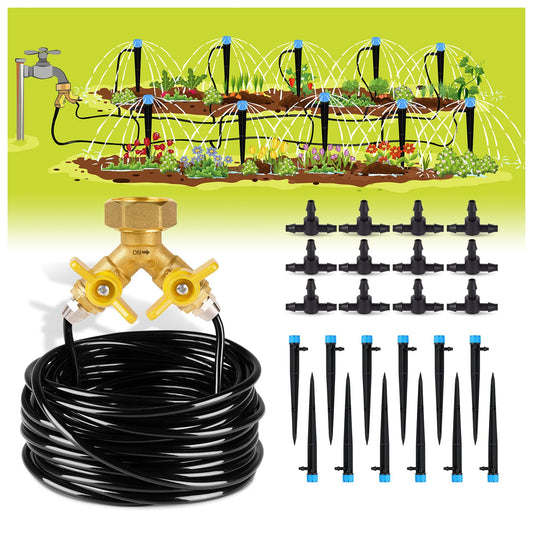 HIRALIY 50ft Drip Irrigation Kit Plant Watering System 8x5mm Blank Distribution Tubing DIY