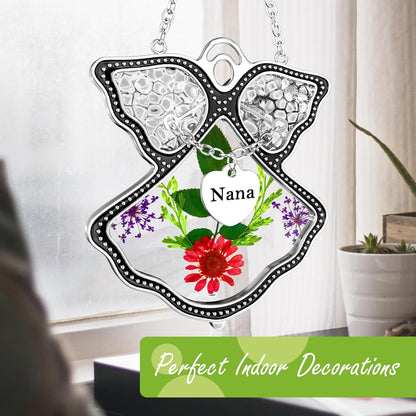 KY&BOSAM Angel Suncatcher Nana Stained Glass for Windows Hangings Wind Chime Home Decor with